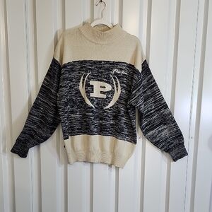 Vintage Phat Farm Mens Blue and Cream Crew Neck Sweater Size XXL Wool Blend Y2K